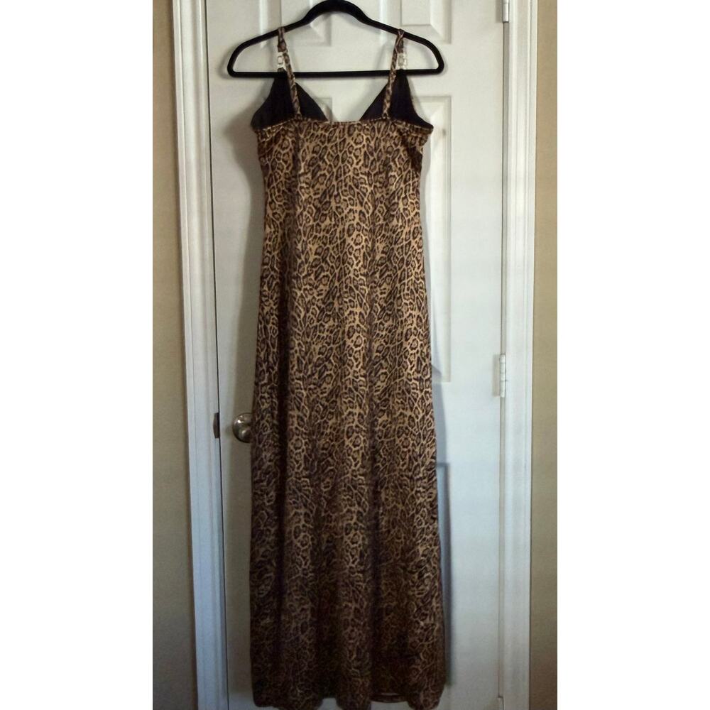 Popilush Satin Goddess Maxi Dress XL Leopard Print Built-In Shapewear Sexy Glam - Picture 5 of 9
